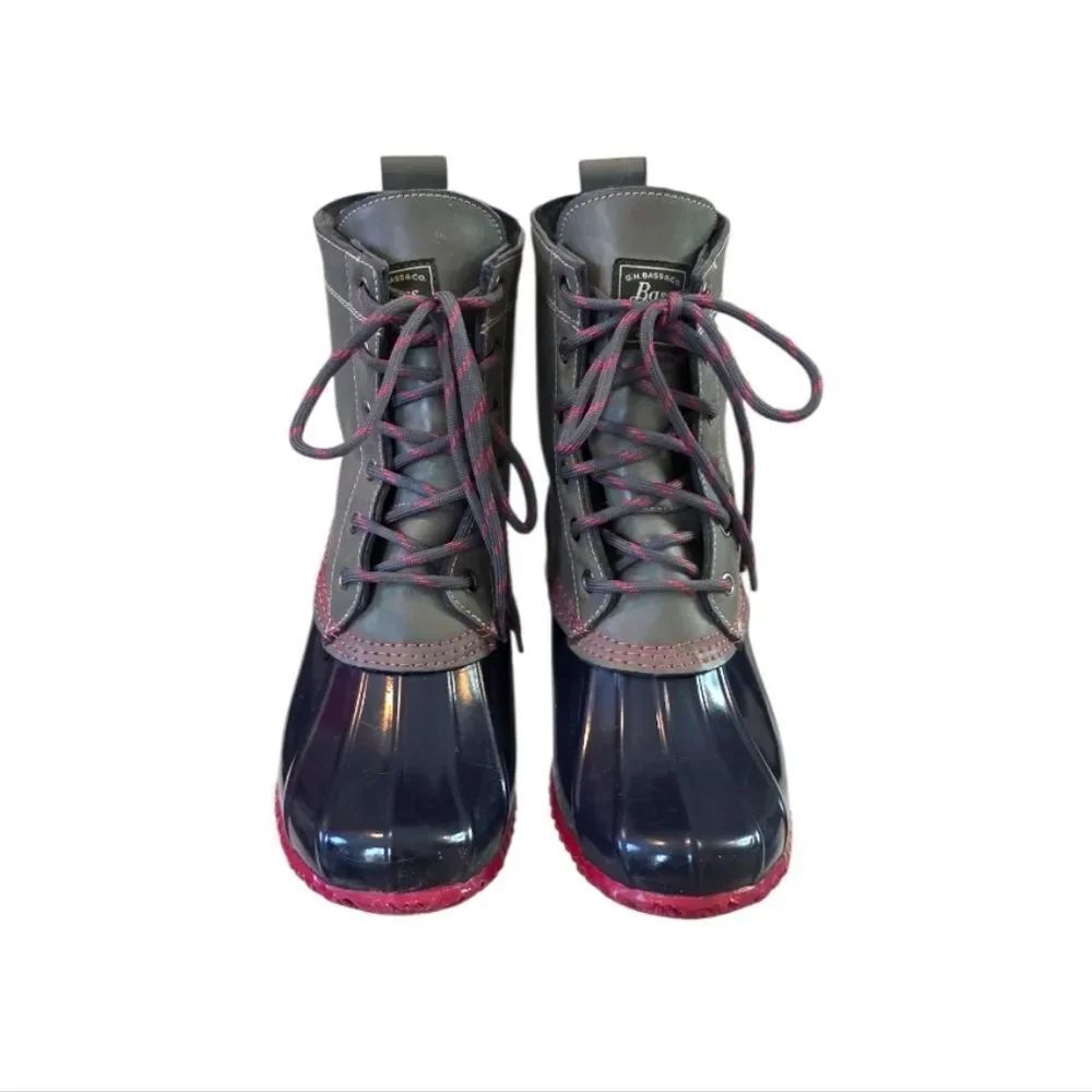 G.H. Bass & Co. Gray & Blue Harlequin F16 Duck Boots Size 8